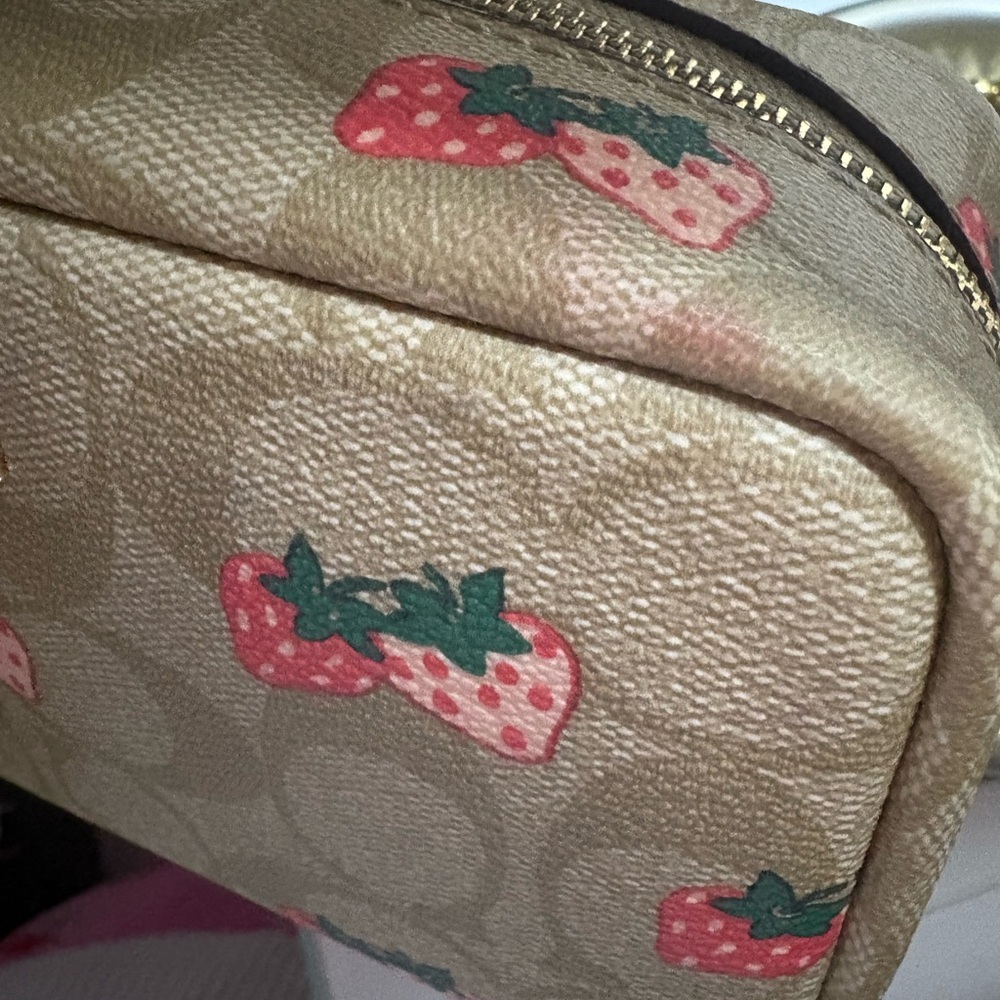 COACH Strawberry Print Cosmetic Pouch Coquette Makeup Bag - Picture 12 of 12